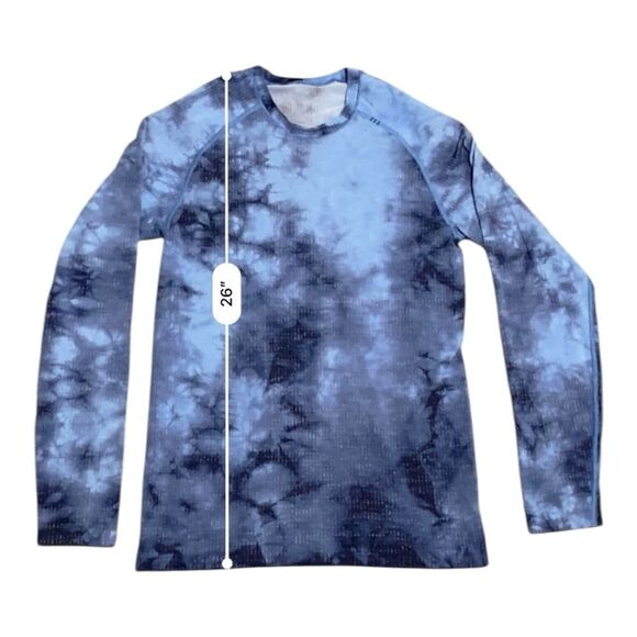 Lululemon Men’s Metal Vent Tech Long Sleeve Shirt Marble Dye Blue Nile XS - Picture 8 of 10